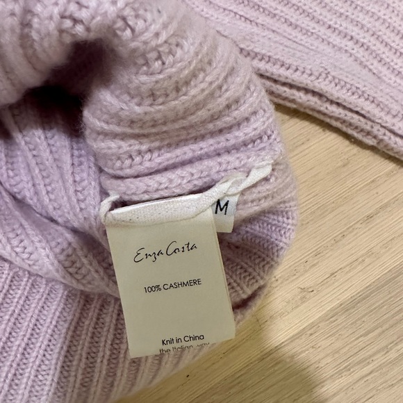 Enza Costa Lavender Cashmere Sweater Sz M - Picture 2 of 3
